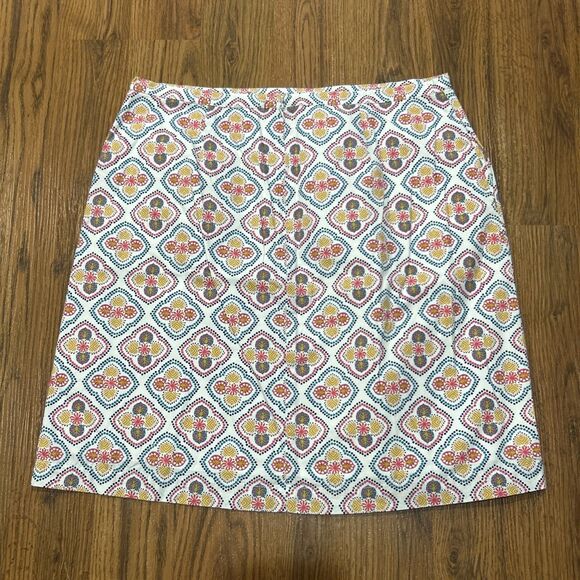 Boden Skirt Womens 14 Petite Knee Length Floral Geometric Lined Cotton Pockets - Picture 9 of 10